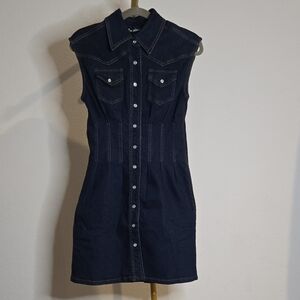NWT En Saison Dark Blue Denim Mini Dress
